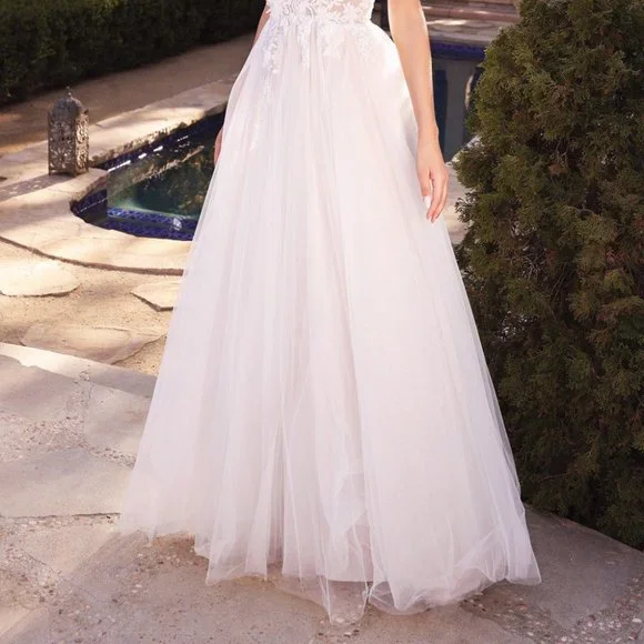 NEW LONG OFF THE SHOULDER SLEEVELESS WEDDING DRESS WITH ZIPPER BACK  CD CB072W - Picture 5 of 10